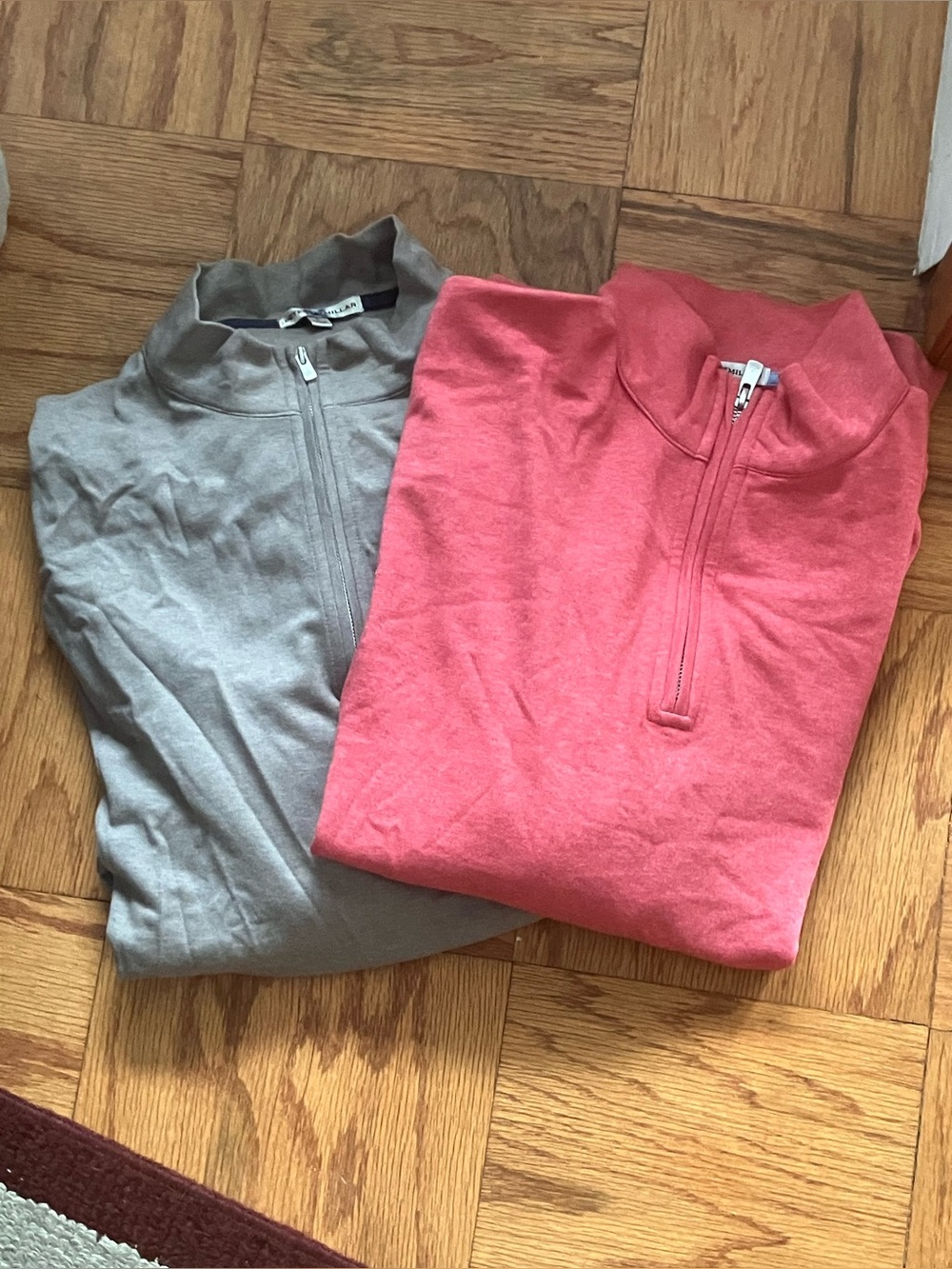 Peter Millar Quarter Zip Pullover Duo in Taupe and Coral 💯 % Cotton size Large 🌺